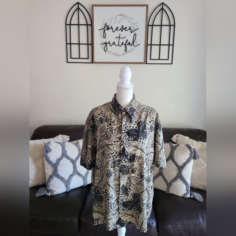 Axis LA Men’s 100%‎ Silk Tropical Hawaiian Short Sleeve Button Up Shirt Size L